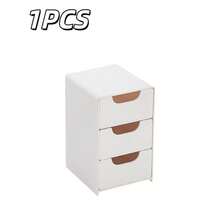 Organizador de maquillaje de plástico de 3 niveles con cajones, caja de almacenamiento multifuncional de escritorio para joyas, suministros de oficina, diseñada para escritorios o baños, caja de almacenamiento ahorradora de espacio (adecuada para uso doméstico u oficina)