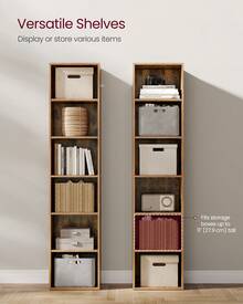 Bookcase, Bookshelf With 6 Shelves, For Living Room, Study, Office, Bedroom, Modern Style, Rustic Brown/Natural Beige - Rust Brown - View 2