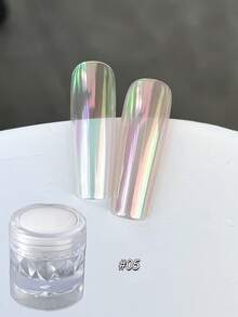 6pcs Rainbow Pearl, Aurora Blue, White And Purple Glitter, Mermaid Effect Nail Art Decorations - 彩色 - 查看 9