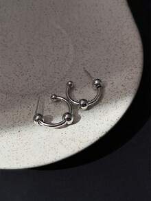 1 Pair Of Gothic Hip-Hop, Dark Punk Rock Style Earrings, Alloy Earrings, Round Spiral Perforated Earrings, Suitable For Daily Wear By Men And Women