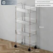 1 Xe đẩy đa năng bằng Acrylic có bánh xe - Xe đẩy sắp xếp đồ đạc, thích hợp cho văn phòng, nhà bếp, phòng tắm - Chất liệu PMMA bền bỉ với bánh xe trơn tru - Nhiều màu - Xem 12