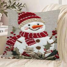 4pcs Christmas Decorative Pillow Covers Set - Santa Claus, Christmas Stockings, Patterned Pillow Covers, Holiday Decor Cushion Covers, 18x18 Inches, Suitable For Bedroom, Living Room, Sofa, Patio, Car