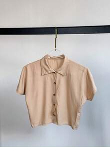 Women's Shirt Blouse Buttons Viscose Fresh Summer Comfortable Style Best Quality - 米色 - 查看 2