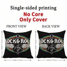 1 pieza, Funda de almohada de doble cara vintage de poliéster resistente con diseño de rock y música, para decoración del hogar, para amantes de la música, uso diario, solo la funda.