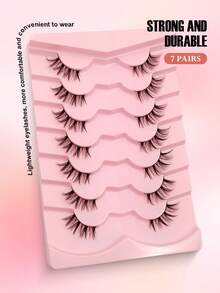 7对Asiteo自然轻盈猫眼角假睫毛，仿貂毛可重复使用，适合女性和女孩化妆 - 半眼交叉款 - 查看 6