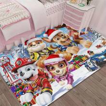 1/3/4 piezas Alfombras con temática de Paw Patrol navideña, agrega magia alegre a tu habitación; adecuado para sala de estar, dormitorio, etc.