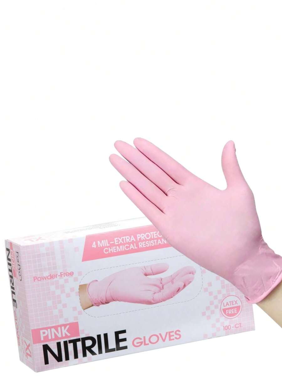 100 Disposable Pink Nitrile Gloves; Suitable For Use In The Kitchen, Tattoo Parlors, Hair Salons, Pet Grooming, Nail Salons, And Household Cleaning. These Gloves Are Powder-Free, Ambidextrous, Custom-Fit, Comfortable, Durable, And Disposable. They Are Ideal For Household Cleaning And Hygiene. Made Of High-Quality Nitrile Material, They Are Comfortable To Wear And Suitable For Both Home And Professional Use. (Unboxed)