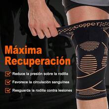 Rodilleras Gym con Fibra de Cobre 2 Piezas, Rodillera Deportiva Ajustable y Ortopdica para Hombres y Mujeres, Soporte para Menisco, Rodilleras Basquetbol, Correr y LevantamientoXXL - Negro con acabado cobrizo + XXL - Ver 6
