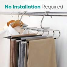 Pants Hanger, 6-Tier Open-Style Pants Hanger With Non-Slip Design Suitable For Jeans, Trousers, Scarves, And More Multi-Hanging Position Integrated Design Hanger For Organizing And Storing - White - View 4