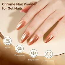 2Pcs Chrome Nail Powder For Gel Nails,Metallic Mirror Effect Pigment Stylish And Technological Fine Glitter For Home DIY Salon Use{"Color_name":"GoldandChampagne"} - 金色和香檳色 - 查看 3