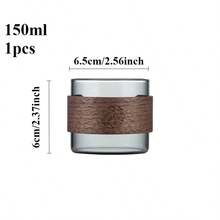 Taza de té de vidrio grueso con anillo de madera, resistente al calor taza de agua, taza principal, taza de café de vidrio para el hogar - 1 pieza de 150 ml - Ver 13