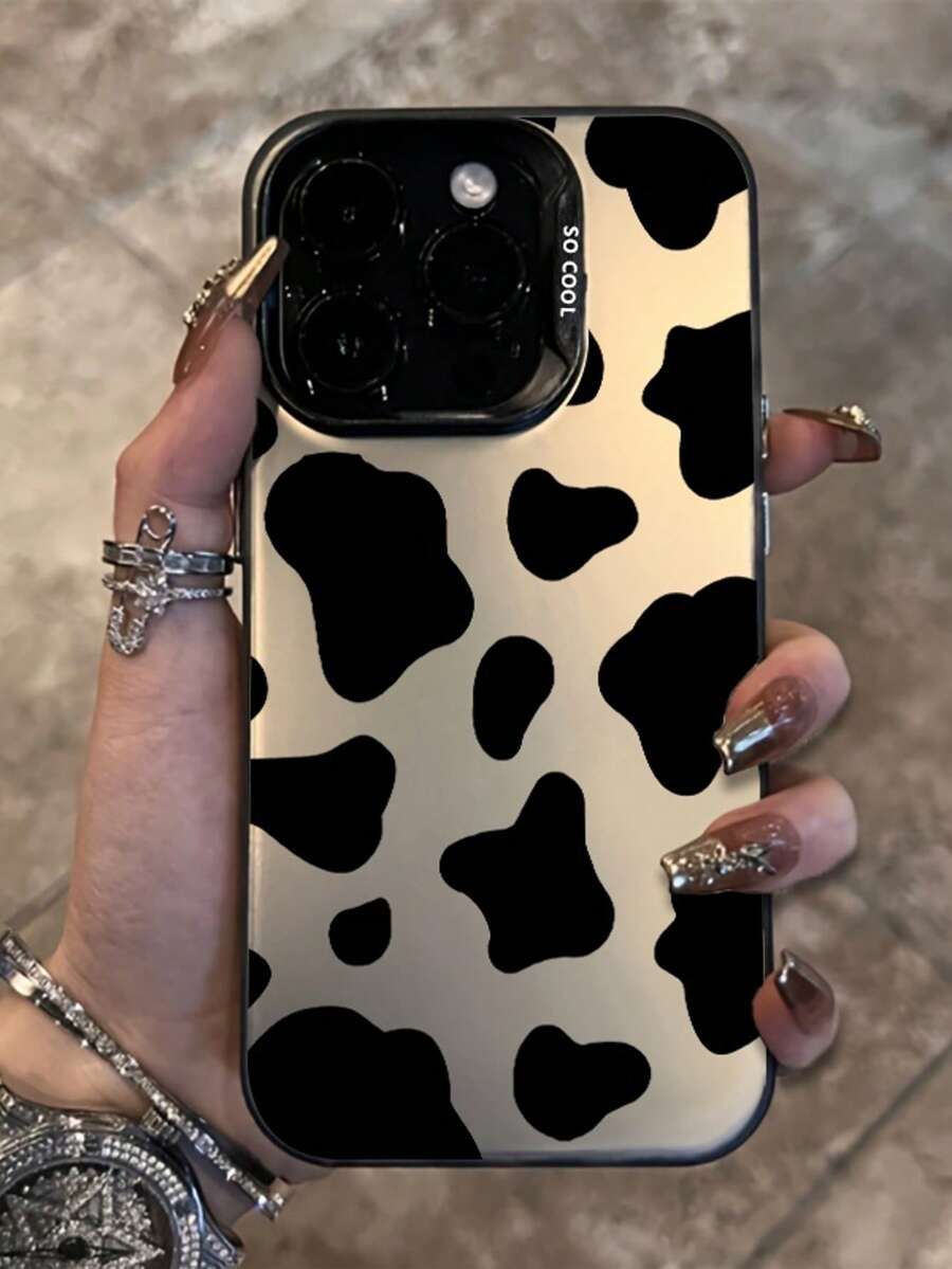 Funda de teléfono con estampado de vaca, estilo brillante y plateado, compatible con iPhone 15 Pro Max, 16/11/13 Pro/15 Pro/15/13 Pro Max, de material resistente a los golpes, compatible con iPhone 14/13/12, con cobertura completa compatible con iPhone 12 Pro Max - Multicolor - Ver 1