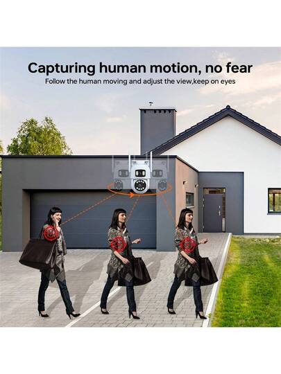 2.4G/5G WiFi Dual Lens Outdoor Surveillance Camera, High Definition Intelligent Monitoring Display Of Static Moving Images, PTZ Featuring Night Vision Function, Motion Detection, 355° Pan Tilt Rotation 90° Elevation Vision, Two Way Audio, Alert, Application Control, CCTV Camera Connected To Mobile Phone, Wand Mounted Security Indoor view 6