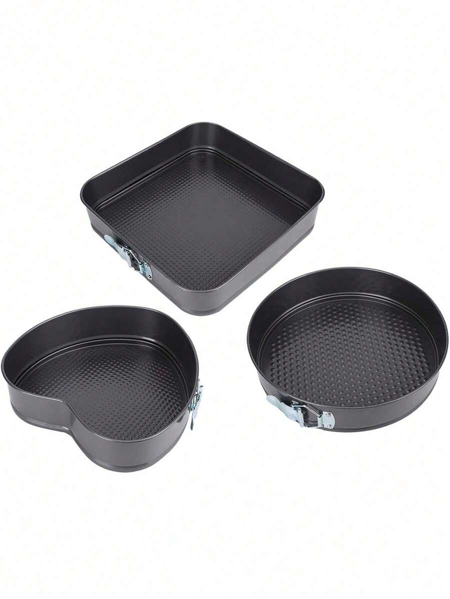 Removable Cake Pans For Pastries, 3 Pieces - Black - View 1