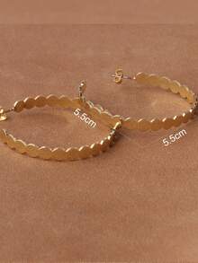 1 对 C 形圆点耳环，女士情人节大耳环套装，多色耳钉套装 - 金黃色 - 查看 4