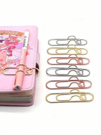 1 set/3 piezas Juego de clips metálicos multifuncionales de acero inoxidable, accesorios para cuadernos y diarios, con clip para bolígrafo, soporte y función de suspensión, utilizado para organizar útiles de oficina y escolares