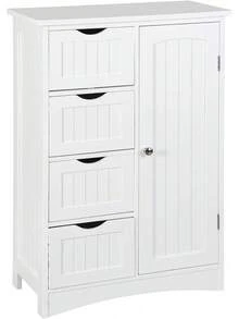 Bathroom Floor Cabinet, Freestanding Storage Cabinet With 4 Drawers And Adjustable Shelves, Modern Cupboard For Home Living Room Office