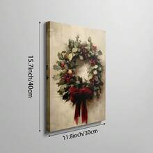 1 Stück Vintage Weihnachtskranz Wandkunst Bild, minimalistische Weihnachtsdrucke Leinwandgemälde, Weihnachtskranz Poster, Feiertags-Dekor für Wohnzimmer, Schlafzimmer oder Bauernhaus, Geschenk für sie, ungerahmt oder gerahmt - Verschiedenfarbig - Übersicht 12
