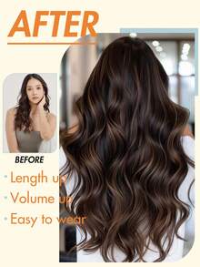 1pc 5-Clip Real Human Hair Extensions, Long Straight Hair, Women's Wide Hair Piece, 3/4 Full Head Clip-In Straight Hair, Thick Hair Clips, Standard Hair Piece, Soft Double-Layer Straight Hair, Real Human Hair, Adds Hair Length - Multicolor - View 8