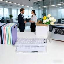 Prancheta com Pasta Tamanho A4, Caixa de Armazenamento Transparente, Organizador de Mesa de Escritório para Documentos, Livros, Papelaria