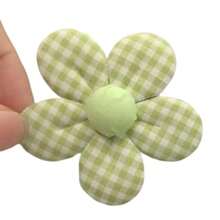 20pcs Handmade Fabric Flower Appliqués (Random Color)For DIY Crafts – 1.97inch Gingham Checkered & Solid Color Hair Clips, Patches For Clothing, Shoes, Hats & Accessories