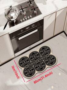 1pc Silicone Kitchen Mat With High-End Line And Flower Splice Gradient Pattern, Light Luxury And Fashionable Style, Cushioning Fatigue-Resistant, Water-Absorbent Quick-Drying And Anti-Slip Kitchen Rug, Simple Silica Gel Soft Rubber Mat, Suitable For Kitchen, Bathroom, Entrance, Laundry Room And Other Places. ,Room Decor - Black - View 15