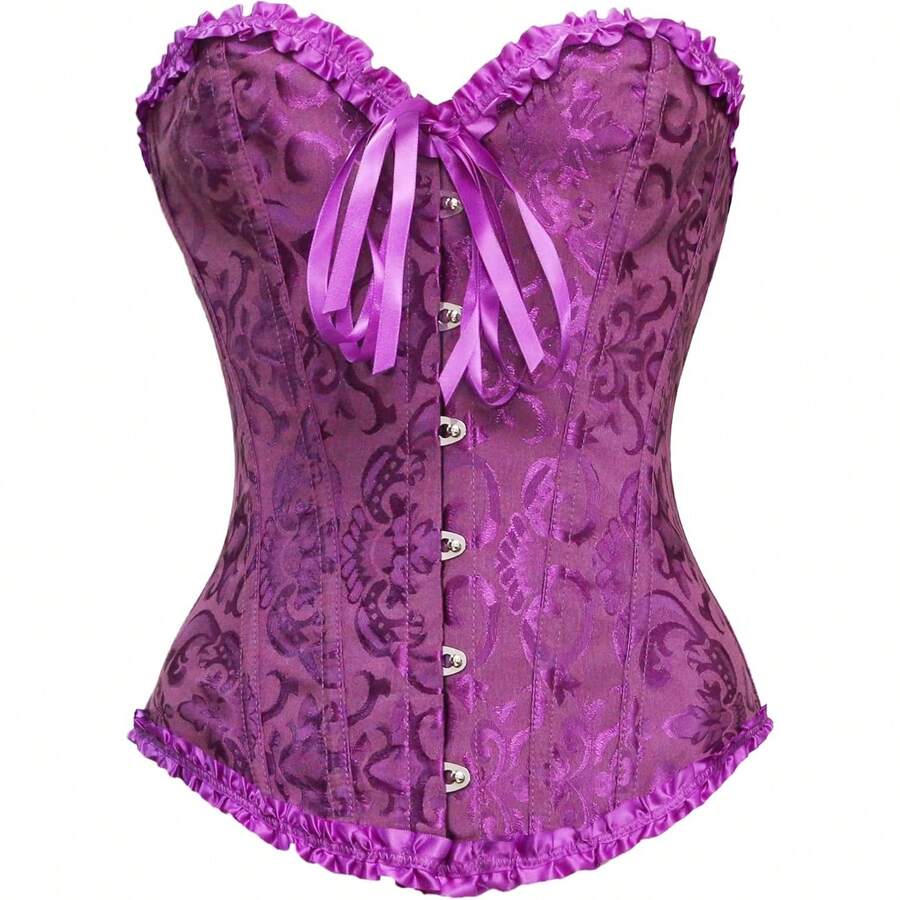 Women's Waist Cincher Bustier Boned Corset With Design In 2025 - 紫色花卉 - 查看 1