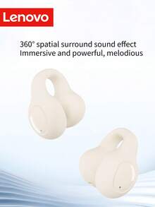 Lenovo Tai nghe không dây dạng mở mới năm 2025, BT5.4 Độ trễ thấp, Tập trung vào âm trầm, Thời lượng pin dài, Thiết kế công thái học cho thời gian đeo lâu, Khử tiếng ồn thông minh, Dành cho cả nam và nữ khi chơi thể thao ngoài trời - đá mặt trăng màu trắng - Xem 7