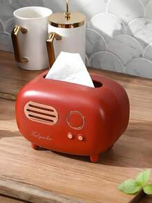 3 件复古红色收音机形状纸巾盒架 - 古董设计，带有“FEEL YOU LOVE”字样，方形塑料餐巾纸分配器和收纳盒，适合家居装饰，可爱的纸巾盒架 - 彩色 - 查看 7