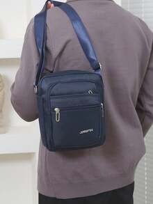 1 pieza Bolsa pequeña con cierre de cremallera de tela de nailon de unicolor, multicapa, mochila casual de moda, de mano, con correa para el hombro, adecuada para primavera, verano, otoño, uso diario, trabajo, negocios, compras - Multicolor - Ver 4