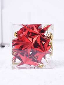 12个圣诞独特星形吊坠装饰品，塑料圣诞树挂饰，家居办公室节日派对装饰，场景装饰，节日装饰，房间装饰，家居装饰，办公室装饰，主题派对装饰，圣诞装饰，冬季圣诞装饰，家居圣诞礼物，圣诞装饰品 - 彩色 - 查看 11