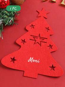 Customizable Name Christmas Tree Felt Personalized Cutlery Holder Bag Knife Fork Pouch Tableware Mat Party Table Decor Personalized Name Mat For Home Kitchen, Restaurant Dining, Party And Holiday Table Decor - Multicolor - View 18