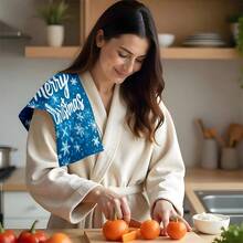 2 buc/100 buc prosoape de bucătărie și lavete cu model de fulgi de zăpadă de Crăciun fericit, potrivite pentru decorarea interioară în restaurante, bucătării și băi, decorare pentru petreceri, cadouri de festival, ca un cadou