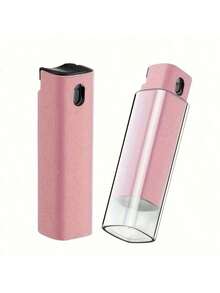 Frasco spray de fibra ultrafina 2 em 1 com bico de spray e pano de limpeza - Design cinza durável para telefone, computador, óculos e muito mais - Perfeito para uso doméstico, dormitório ou escolar (somente frasco vazio)