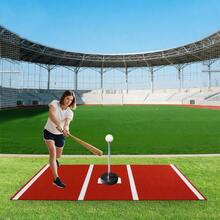 Sweetmile Heavy-Duty Baseball Batting Hitting Mat, Baseball Softball Turf Training Mat - Red - View 2
