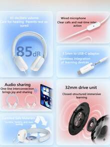 PHILIPS TAK2000 Over-Ear Children's Hearing, Primary School Online Class Learning, Low Decibel Protection Wired Headphones With Headsets, Daily Learning Supplies, Other Stationery, Game Headphones, Office Education, Online Class Learning