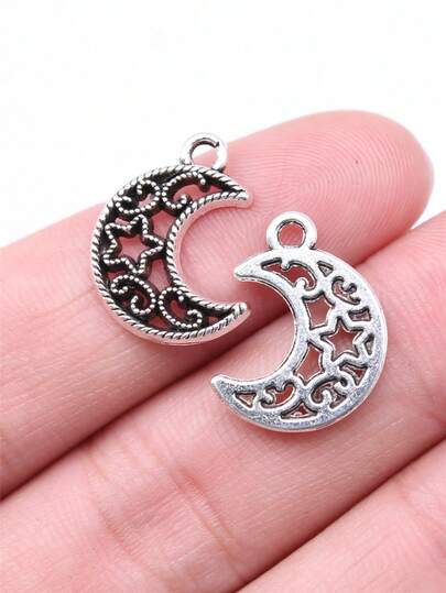 20 Stücke 19x14mm (0,75x0,55 Zoll) Mond und Stern Anhänger für DIY Schmuckherstellung, Halskette, Schlüsselanhänger, Handykette, Armband Herstellung, Zubehör, Handwerkskunst Herstellung