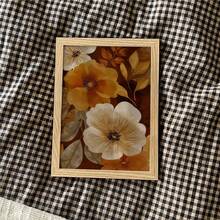 1 Stück Vintage Herbst Blumen Leinwandkunstdruck - Warmes Braun & Orange Botanische Wanddekoration, Boho Herbststil, Ungerahmt, Ideal für Wohnzimmer, Schlafzimmer, Küche, Esszimmer, Badezimmer - Geschenk zur Schulanfang, Raumdekoration