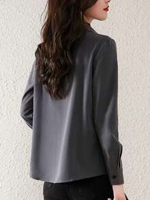 优雅加厚衬衫，女士磨毛休闲外套或叠穿上衣，春秋季