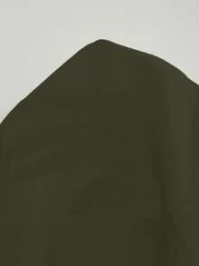 大码女式休闲V领抽绳腰不对称上衣，轻盈透气面料，休闲灯笼袖长袖衬衫，适合通勤/日常穿着，春夏款 - 墨綠色 - 查看 6