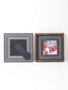 5-Inch Vintage Square Photo Frame, Classic European & American Style Rectangular Frame, Rustic Christmas Design, Wall Hanging Or Tabletop Display, Fits 5-Inch Photos, Unique Christmas & Birthday Gift For Parents - Multicolor - View 10