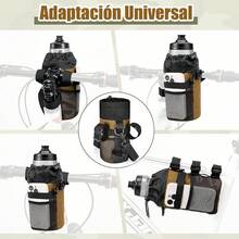 WOTOW Bolsa de Botella de Agua para Bicicleta, Universal Portabotella de Agua con Correas Ajustables y Bolsillos, Impermeable Portátil Organizador de Bolsa de Copa para Bicicleta Moto Sillas de Ruedas - Marrón - Ver 5