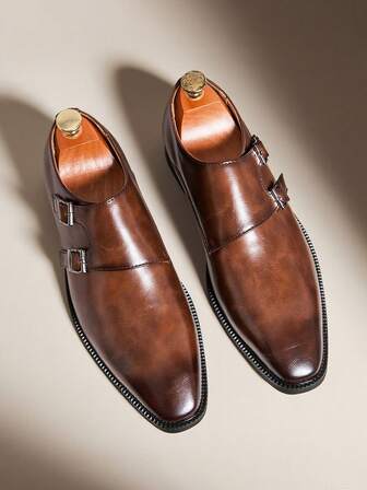 Mocasines con hebilla vintage para hombre, puntera puntiaguda y sin cordones, zapatos formales elegantes para caballero, adecuados para hombres de mediana edad, jóvenes, estudiantes, vuelta al colegio, ceremonia de graduación, oficina, negocios, fiesta, boda, novio, primavera/verano/otoño, tallas grandes