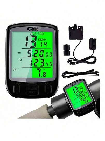 Velocímetro Digital para Bicicleta Sem Fio | LCD Iluminado à Prova D'água | Medidor de Velocidade com Cronômetro e Luz Noturna