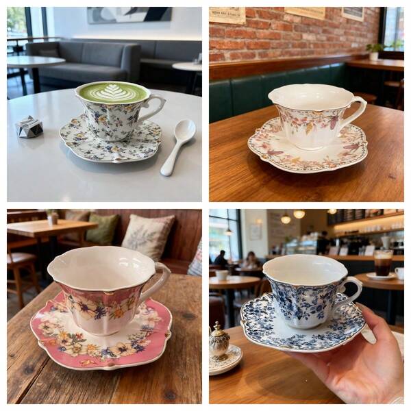 1 Set Vintage Floral Ceramic Cup & Saucer, Delicate Gold-Rimmed Orchid Design, Elegant Afternoon Tea/Coffee Cup With Tray, Housewarming & Gift Item To Enhance Lifestyle