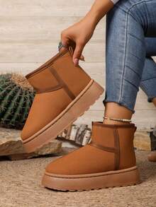 New Women's Fashion Warm Casual Short Snow Boots Winter Boots Non-Slip Ankle Boots - Brown - View 6