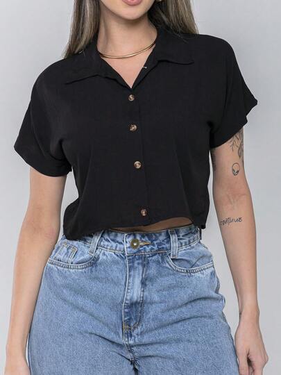 Blusa Camisa Feminina Botões Viscose Fresquinha Verão Confortável Estilo Melhor Qualidade