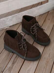 Damen Mode Slip-On Plateau-Schuhe - Lässig Veloursleder Elastikband Stil, bequeme Stoffinnenfütterung, rutschfeste Sohle, geeignet für alle Jahreszeiten - Braun - Übersicht 3