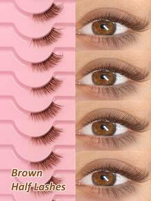 10 paia di ciglia finte con banda trasparente, ciglia marroni a forma di occhio di gatto, ciglia finte corte e morbide in 3D in finta pelliccia di visone, naturali e morbide per il trucco