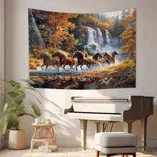 Tablou decorativ vibrant cu cai - Decor multifuncțional din poliester pentru sufragerie, studio și fundaluri de petrecere - Ideal pentru zile de naștere și sărbători